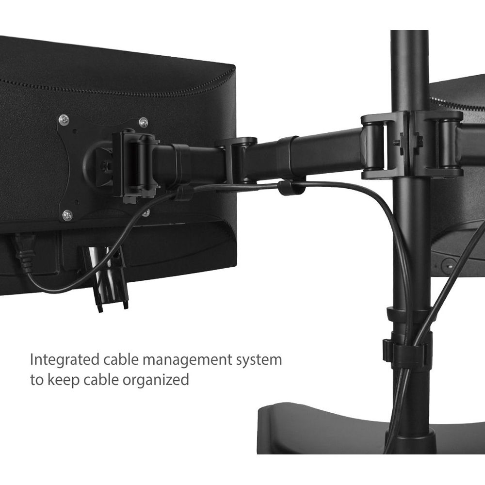 SIIG freestanding dual monitor desk stand with articulated arms for two 13-inch to 27-inch displays — view 9