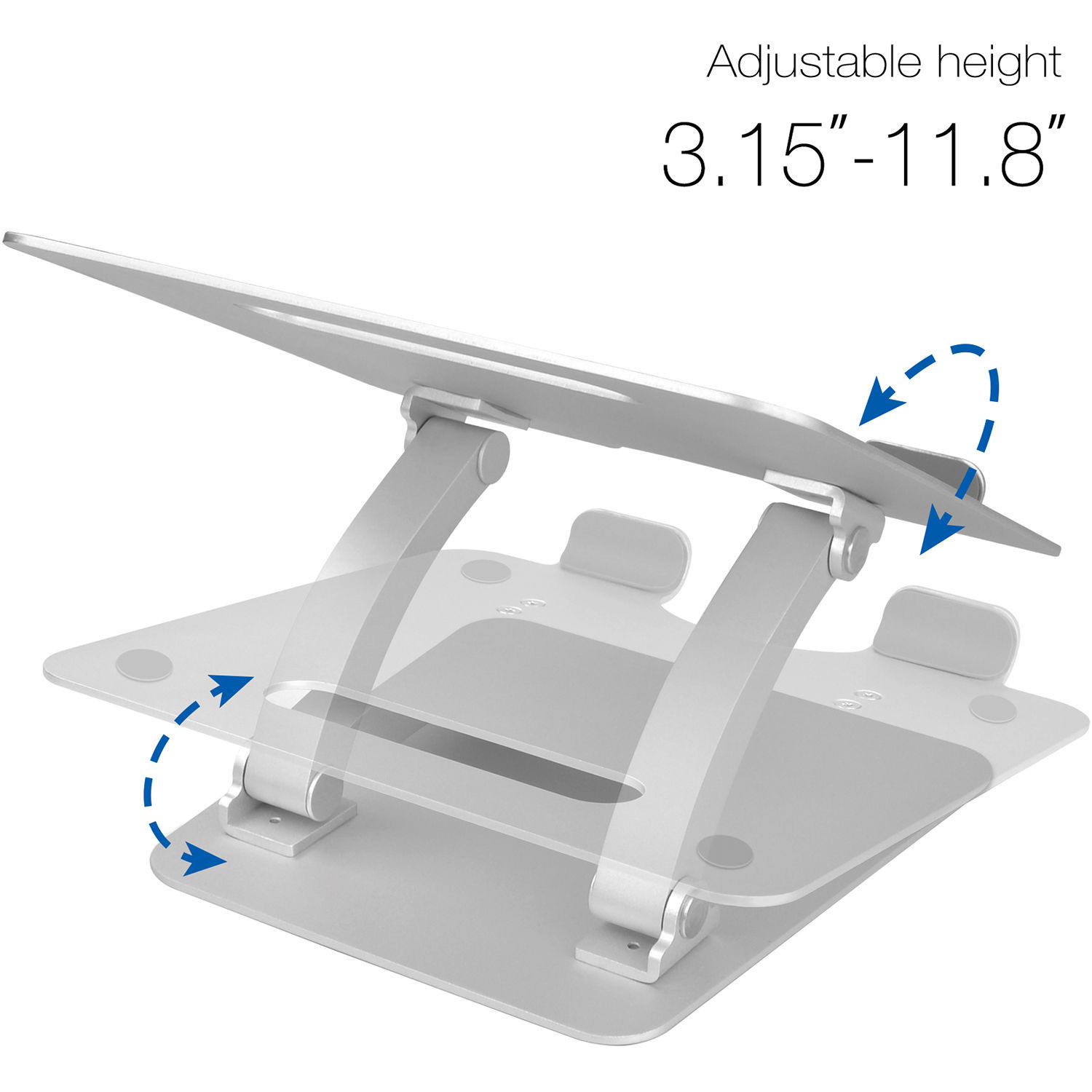 Adjustable aluminum laptop stand for ergonomic MacBook and PC desktop use — view 3