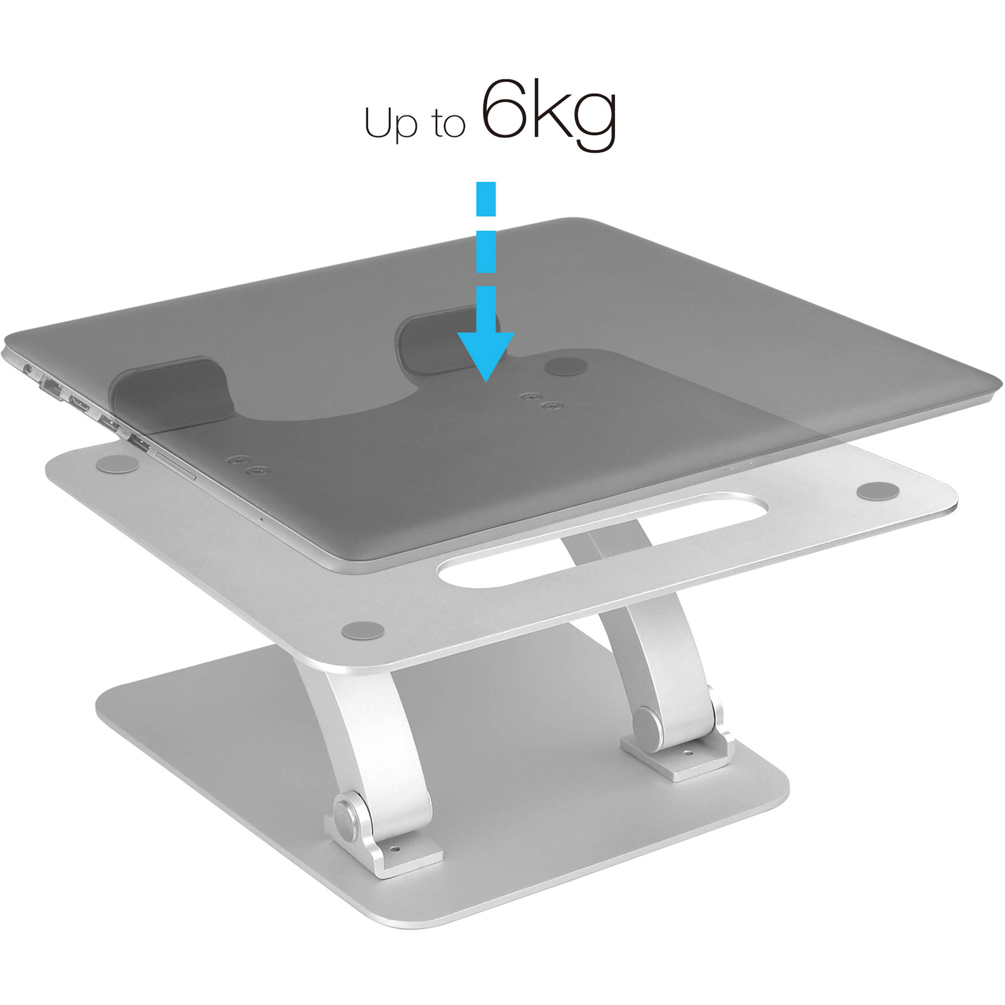 Adjustable aluminum laptop stand for ergonomic MacBook and PC desktop use — view 4