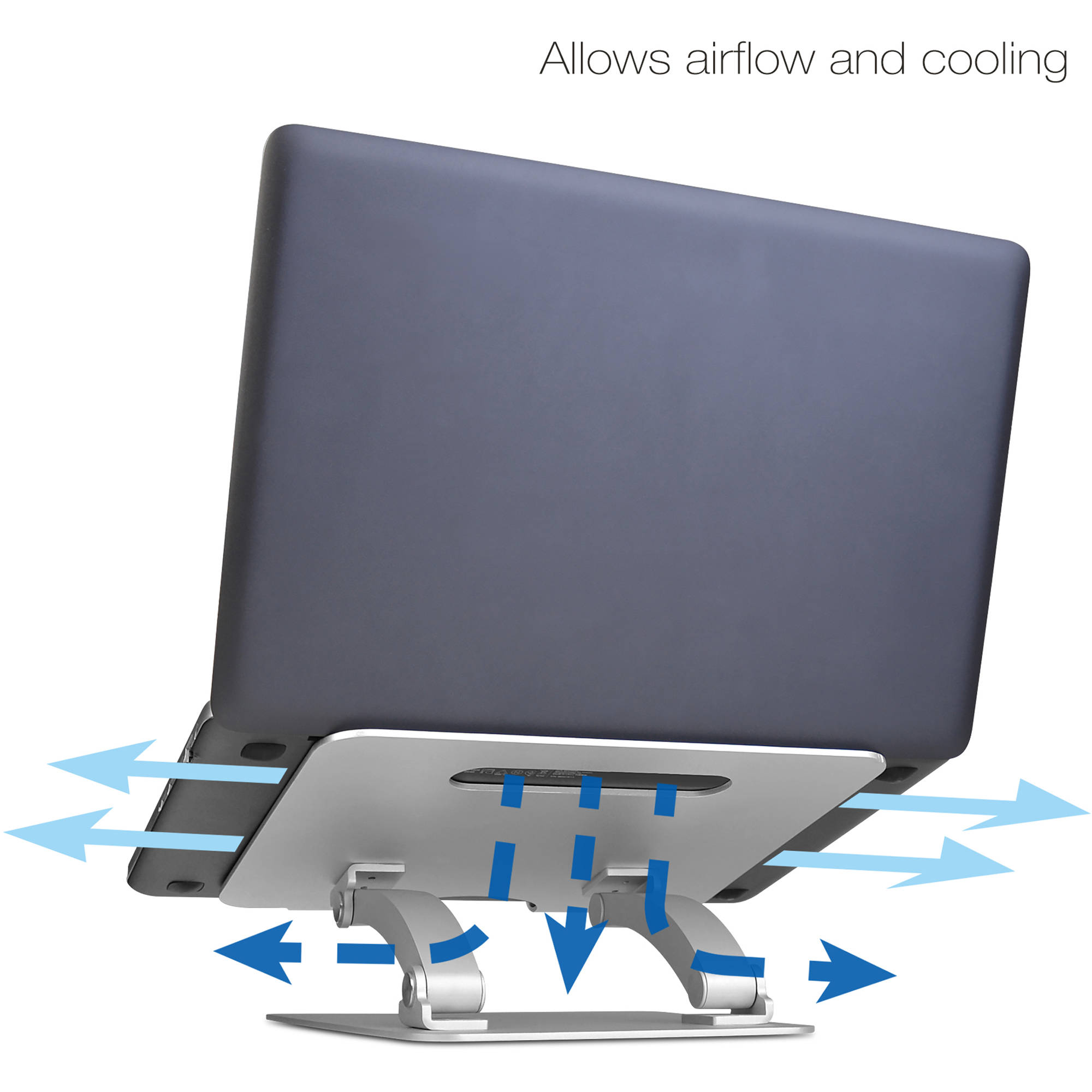 Adjustable aluminum laptop stand for ergonomic MacBook and PC desktop use — view 5