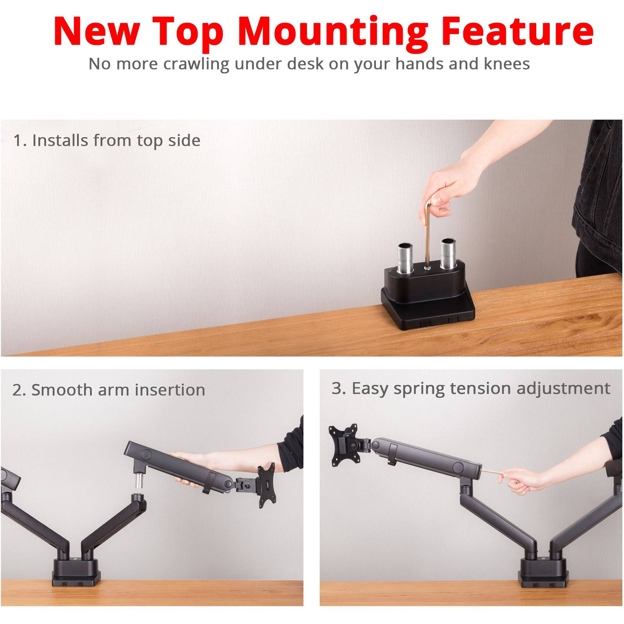 SIIG aluminum spring-assisted dual monitor desk arm with full-motion adjustment — view 5