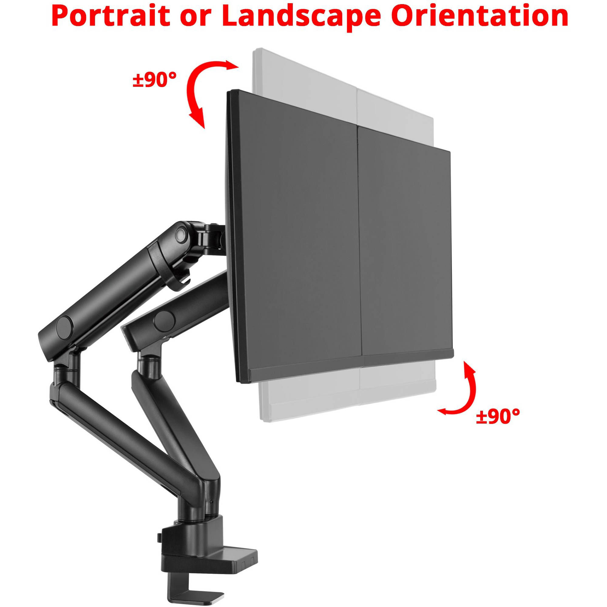 SIIG aluminum spring-assisted dual monitor desk arm with full-motion adjustment — view 7