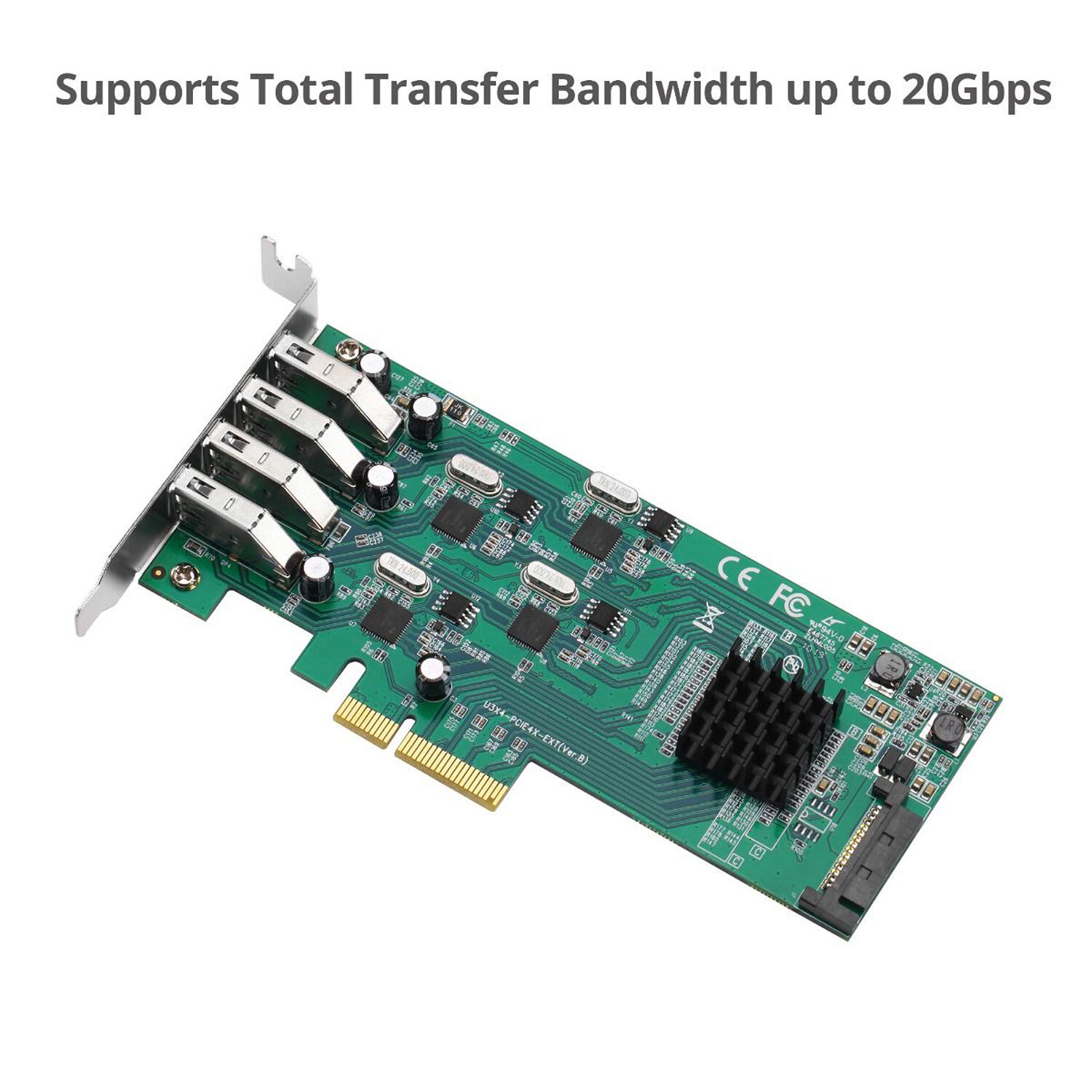 SIIG JU-P40811-S1 internal 4-port USB 3.0 PCIe expansion card with Type-A ports — view 4