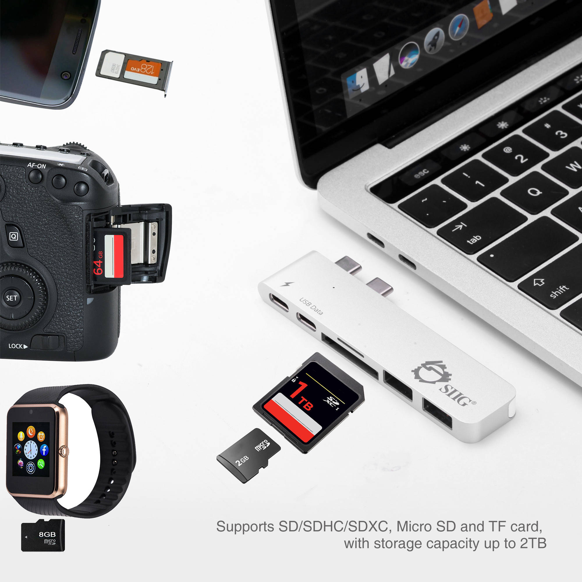 THUNDERBOLT CERTIFIED THUNDERBOLT 3 USB-C HUB WITH CARD READER & PD ADAPTER SILV — view 9