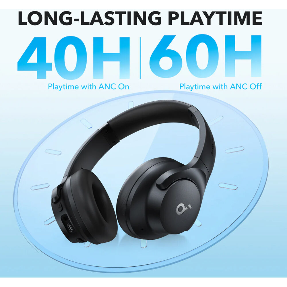 Anker soundcore Q20i black over-ear headphones folded for travel — view 3