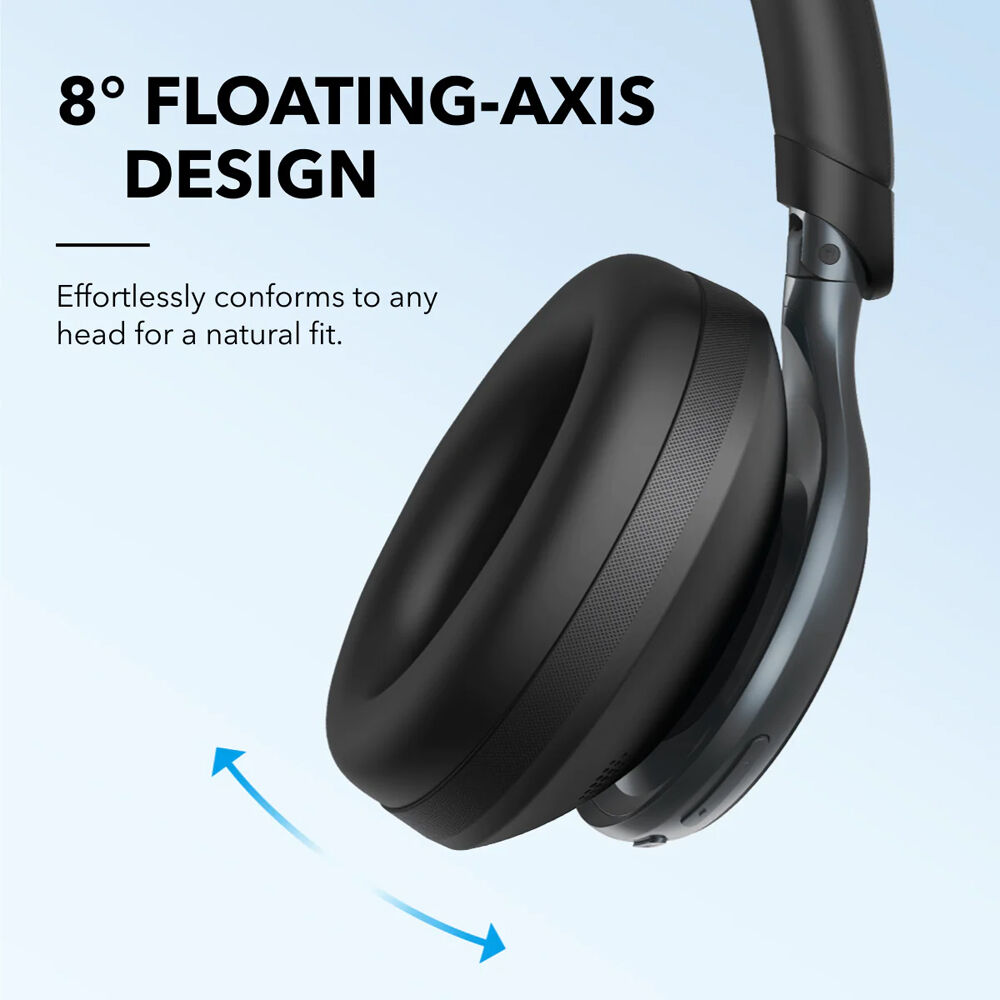 soundcore Space One Black wireless over-ear headset with boom microphone and active noise cancellation — view 3