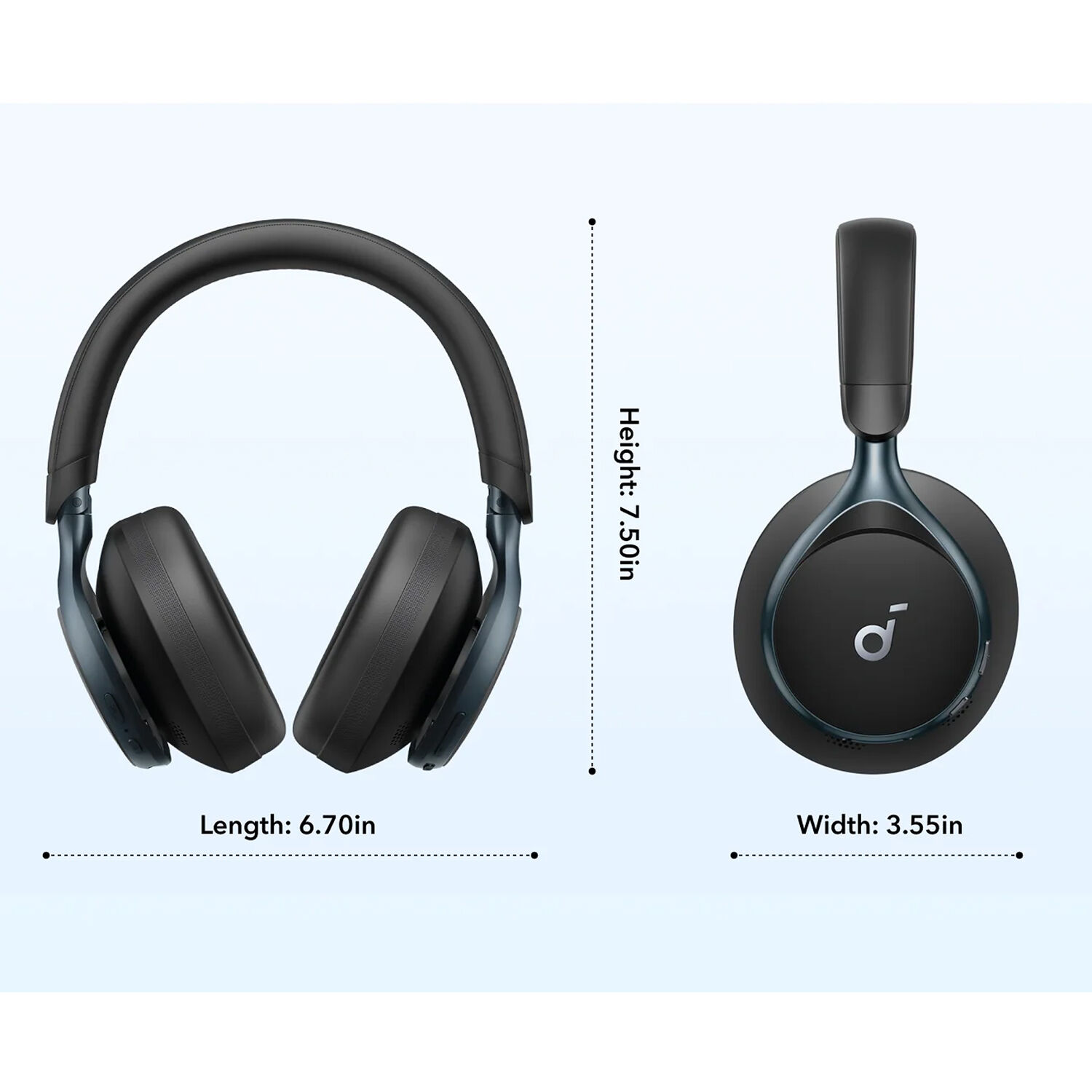 soundcore Space One Black wireless over-ear headset with boom microphone and active noise cancellation — view 9