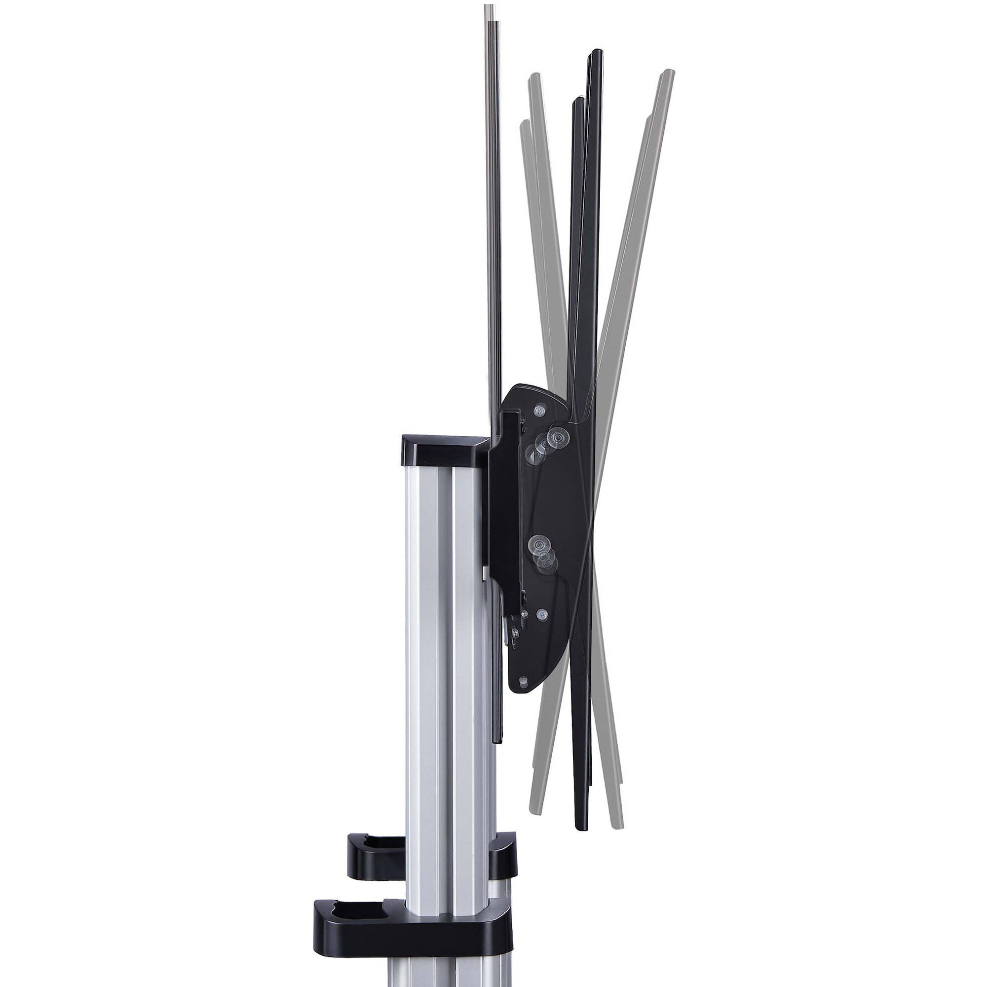 StarTech rolling TV cart portable mount for 60 to 100 inch displays with lockable wheels and adjustable shelves — view 6