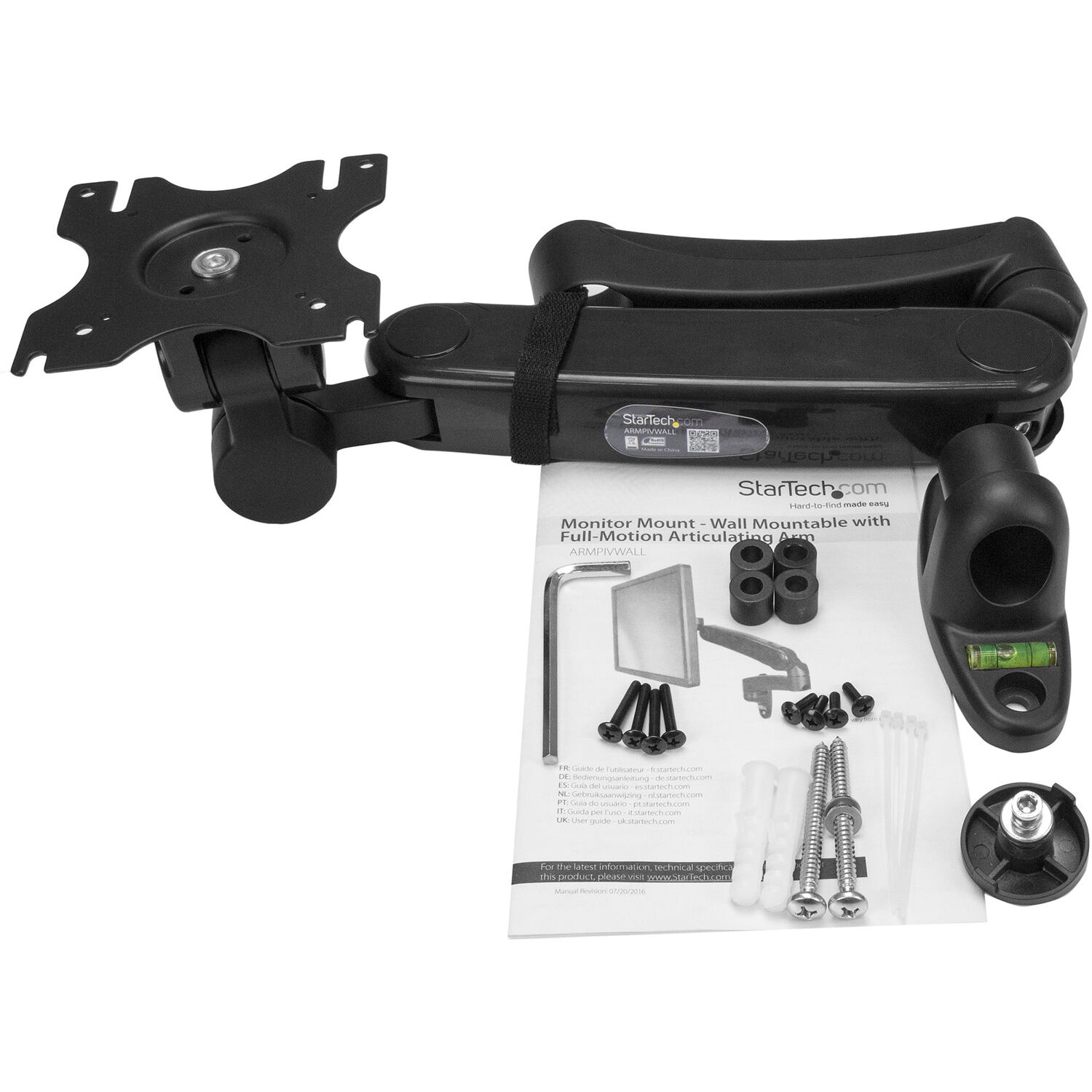 StarTech single monitor arm wall mount with adjustable height for a wall-mounted workstation display — view 8