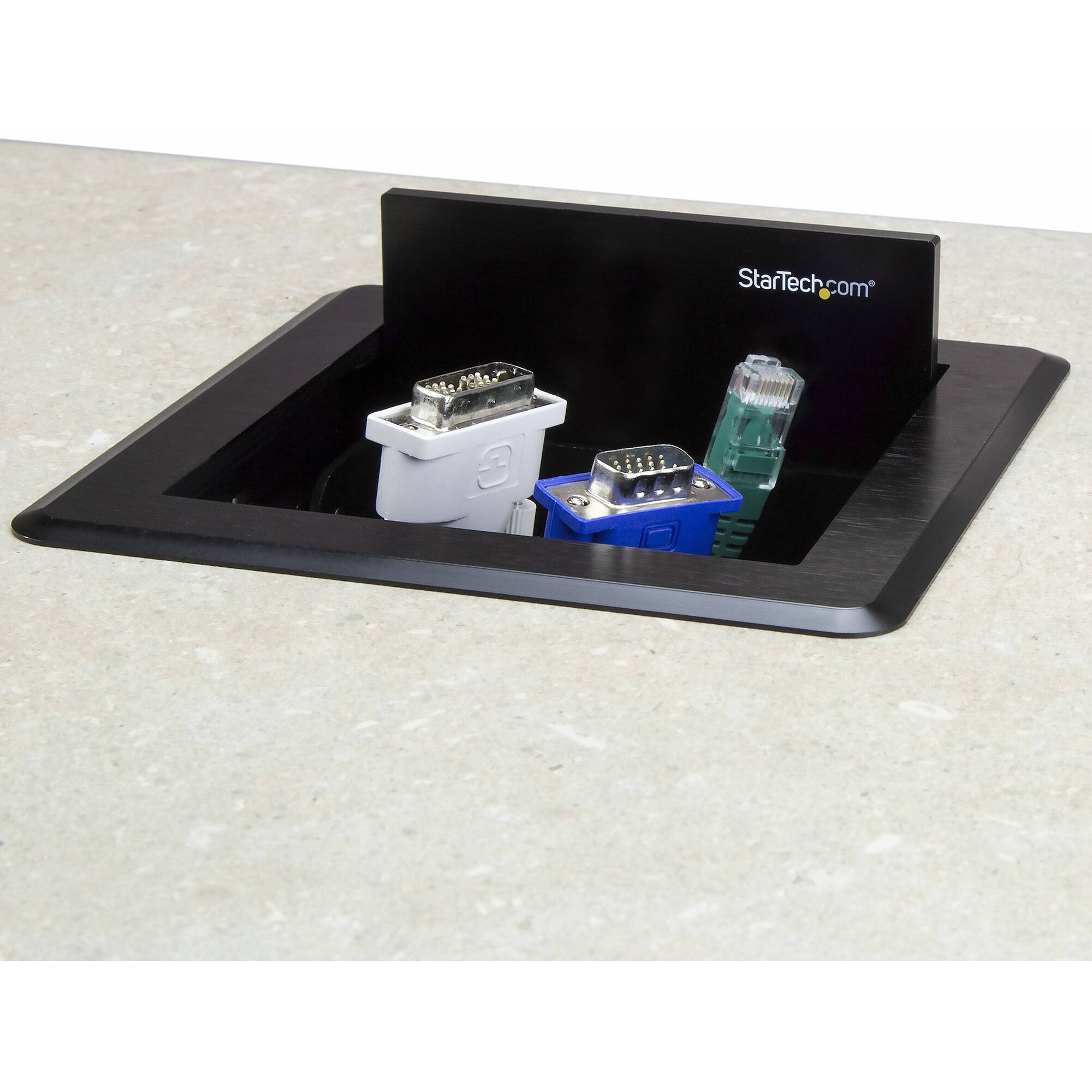 Black StarTech conference table cable management box for clean tabletop cable access — view 4
