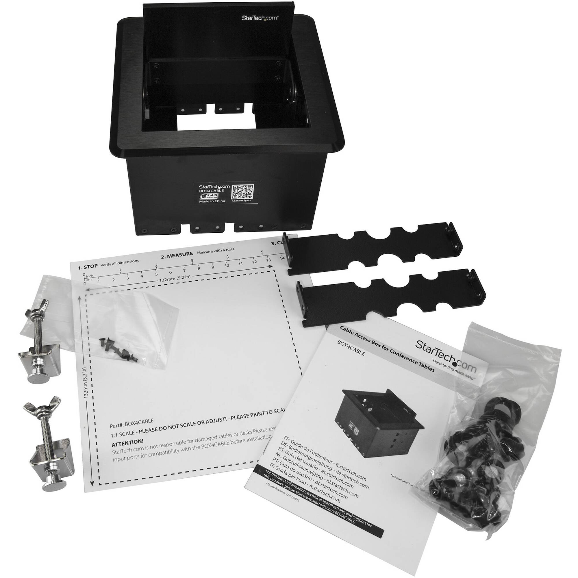 Black StarTech conference table cable management box for clean tabletop cable access — view 5