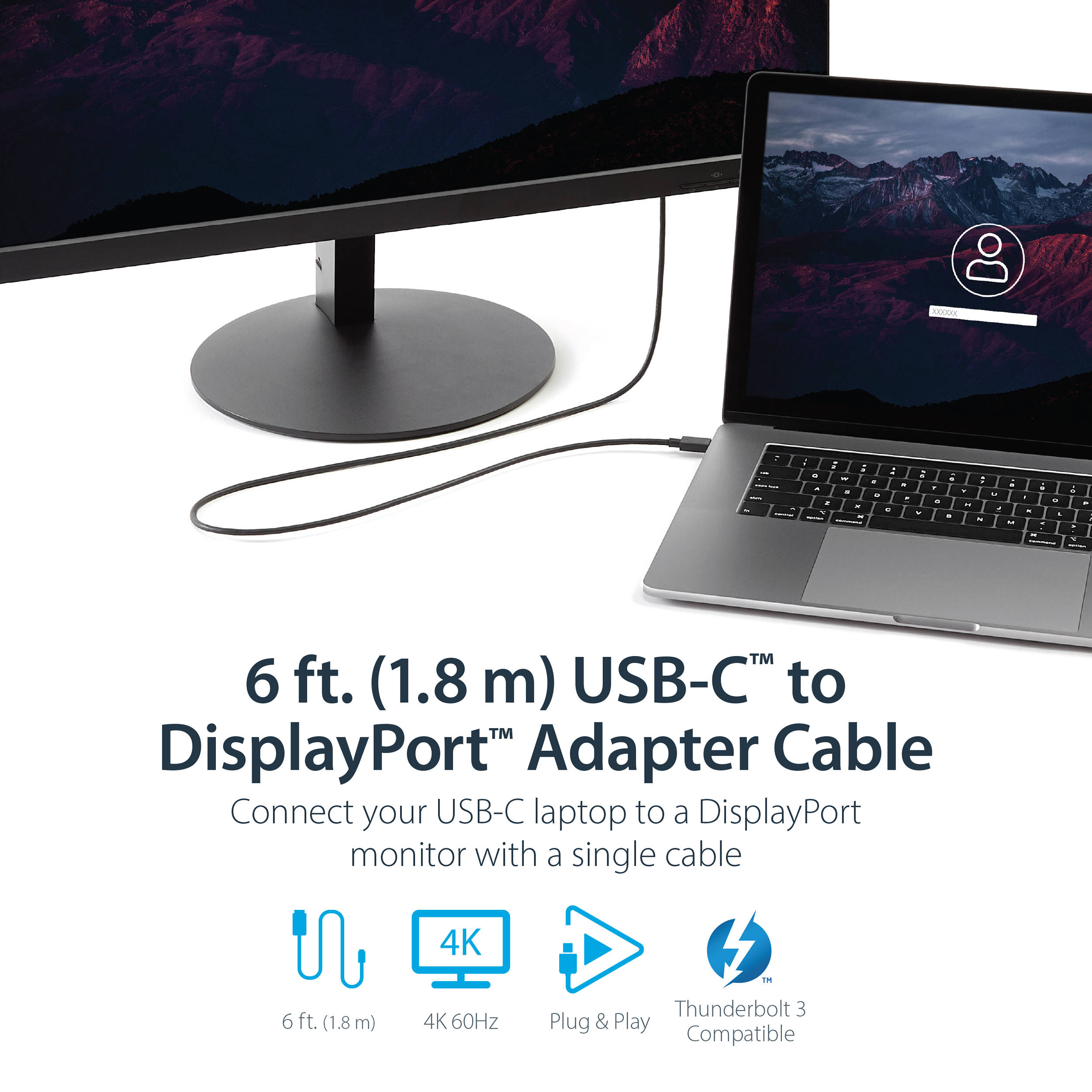 6ft USB C to DisplayPort Adptr — view 3