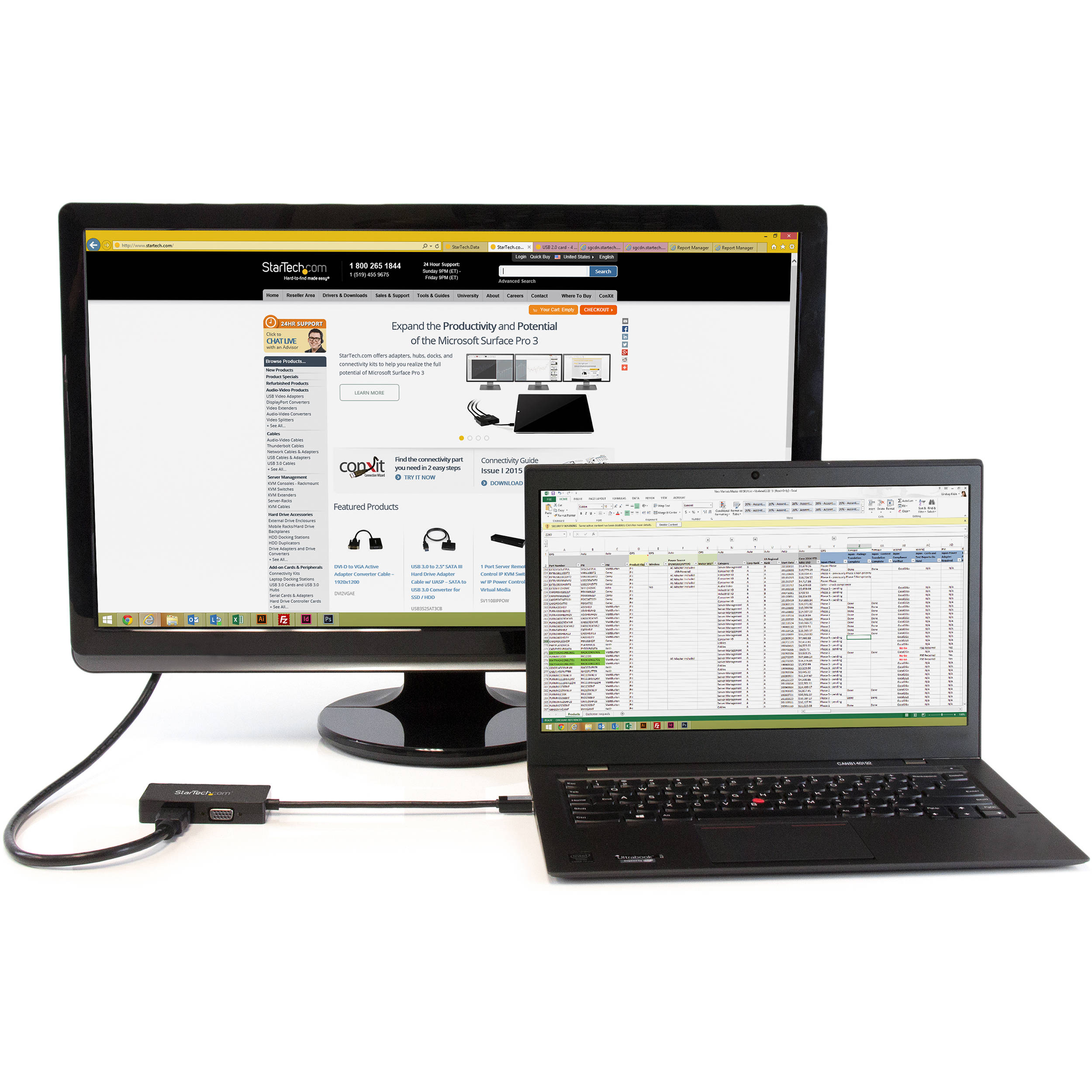 StarTech DP2VGDVHD DisplayPort to DVI VGA HDMI adapter for mixed-display connections — view 4