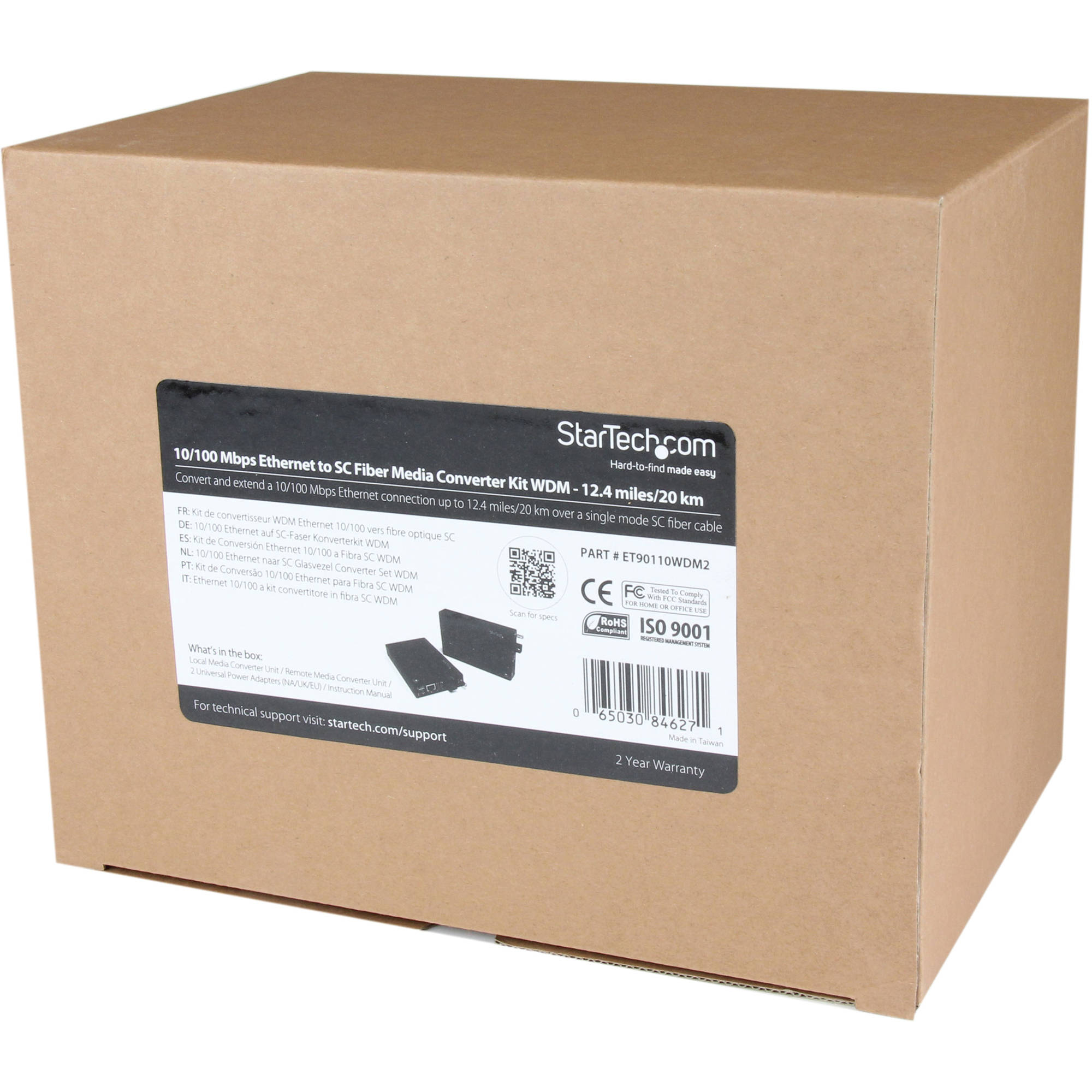 StarTech ET90110WDM2 10/100 Mbps Ethernet media converter for up to 20 km fiber extension — view 6