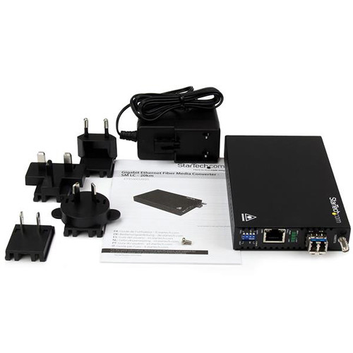 StarTech ET91000SM20 Gigabit Ethernet copper-to-fiber media converter for single-mode LC fiber up to 20 km — view 4