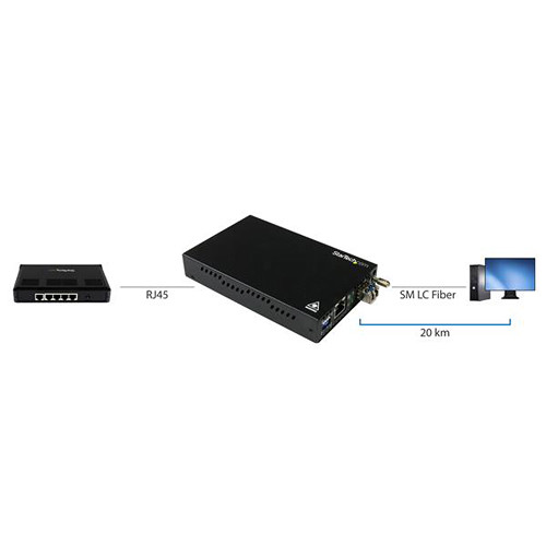 StarTech ET91000SM20 Gigabit Ethernet copper-to-fiber media converter for single-mode LC fiber up to 20 km — view 5