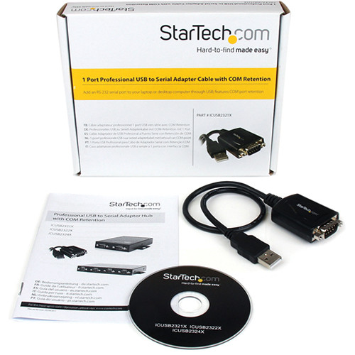 StarTech USB to RS-232 serial adapter cable with USB 2.0 Type A male and DB-9 male connectors — view 2