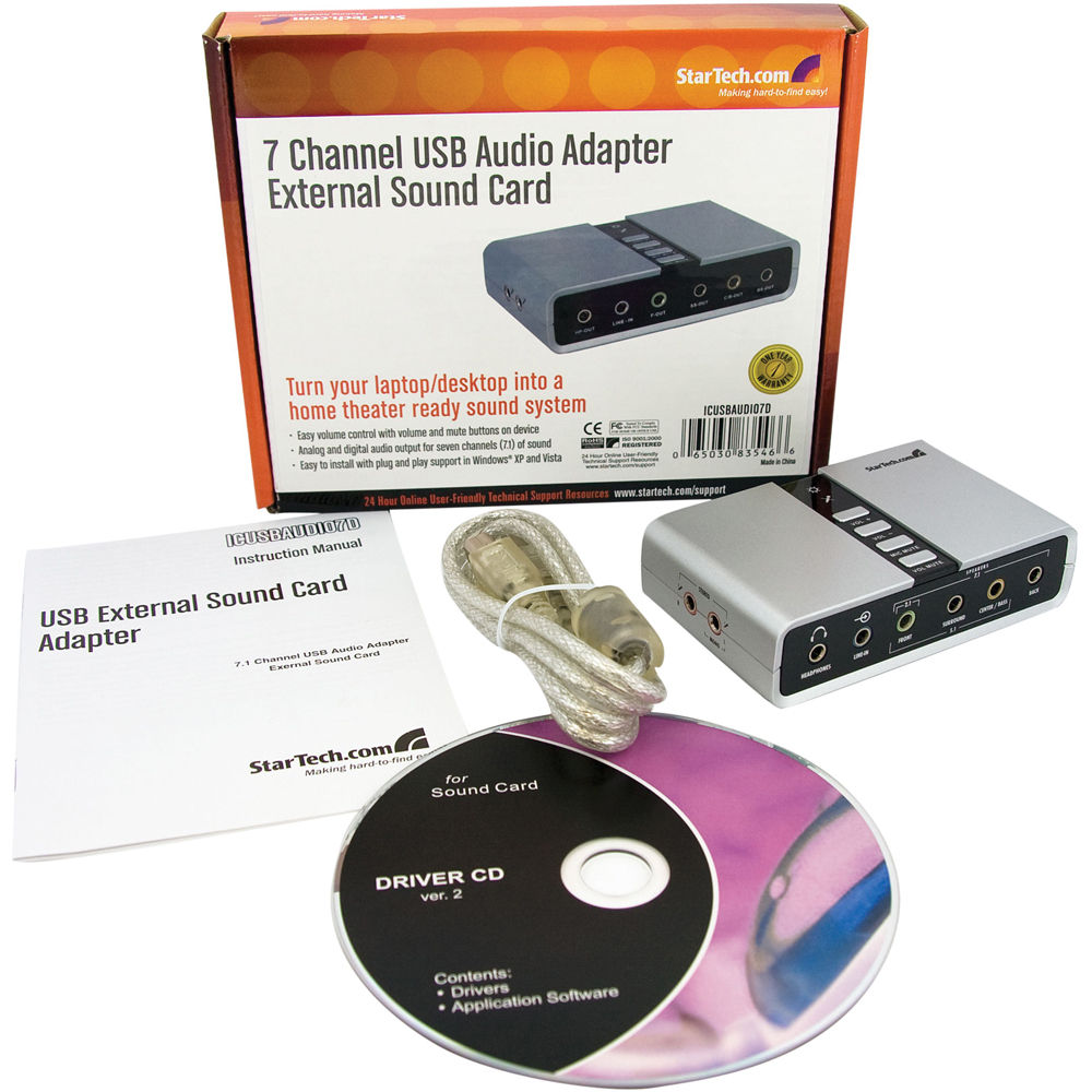 StarTech ICUSBAUDIO7D USB external sound card adapter for laptop and desktop audio — view 5