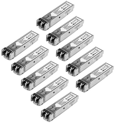 10-pack of HP J4858C-compatible Gigabit SFP transceiver modules for multi-mode LC fiber links — view 6