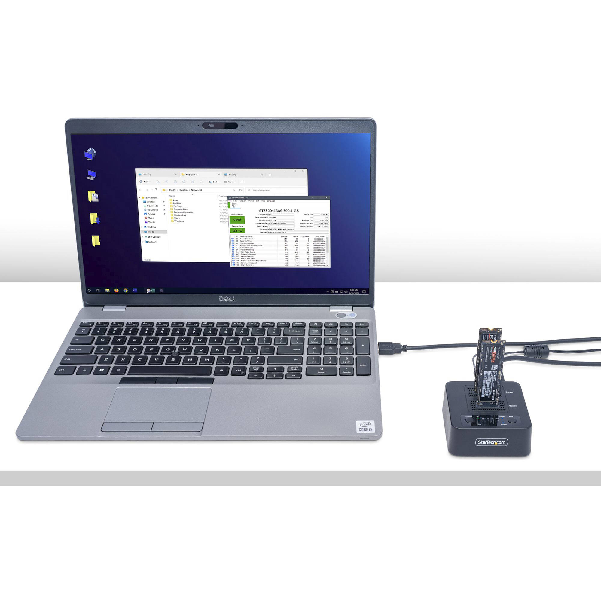 StarTech M.2 NVMe duplicator dock for standalone SSD cloning and USB 3.2 transfer — view 7