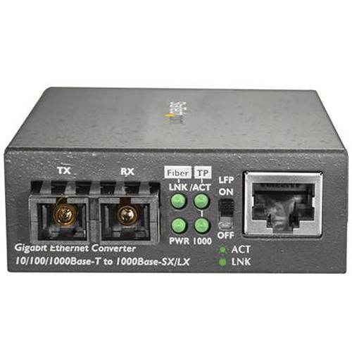StarTech MCMGBSCSM10 single-mode fiber media converter with SC connector for 1000Base-LX Gigabit links — view 2