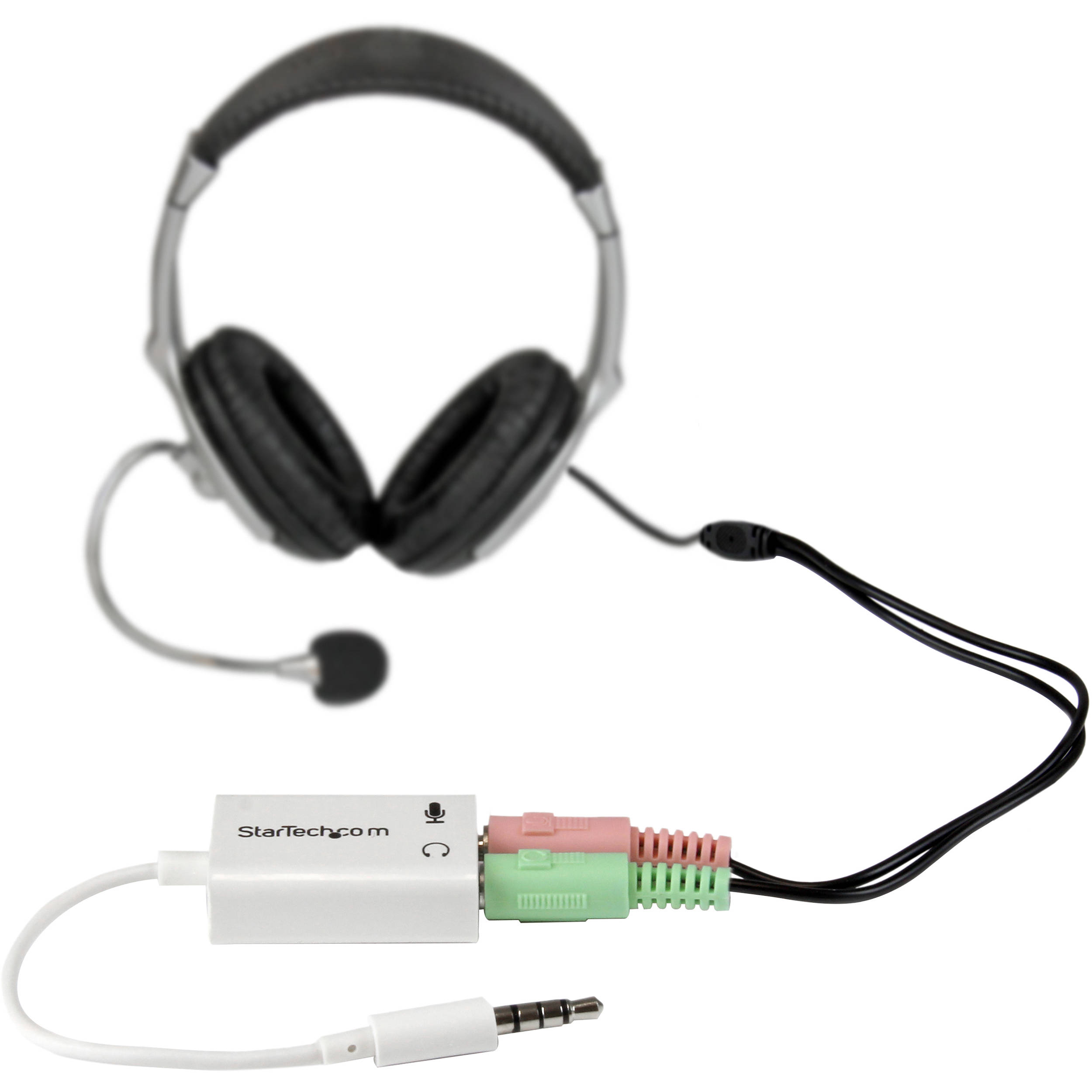 StarTech headset splitter cable with 4-pin connector to dual 3-position audio connectors — view 4