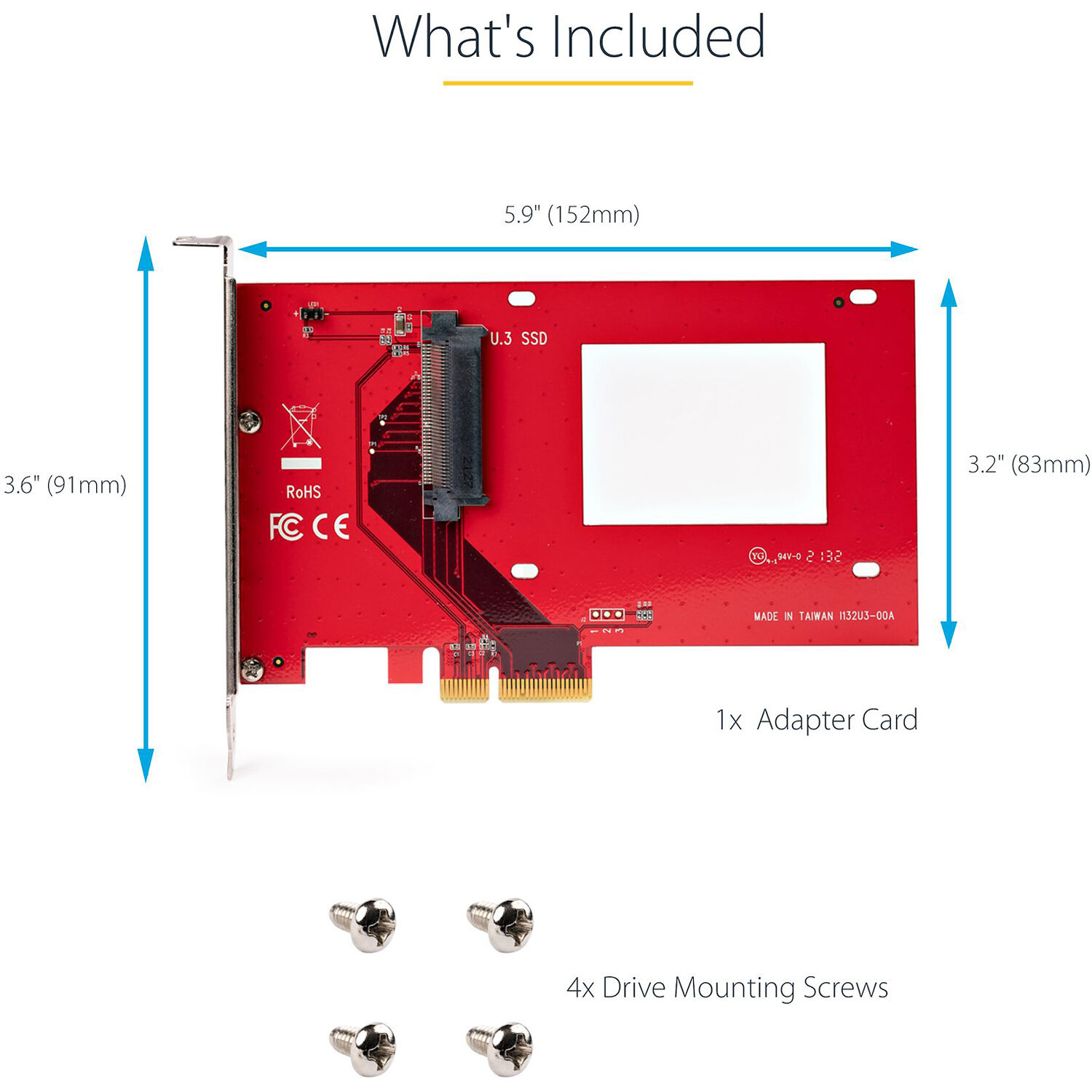 StarTech PEX4SFF8639U3 U.3 to PCIe adapter card for 2.5-inch NVMe SSDs — view 8