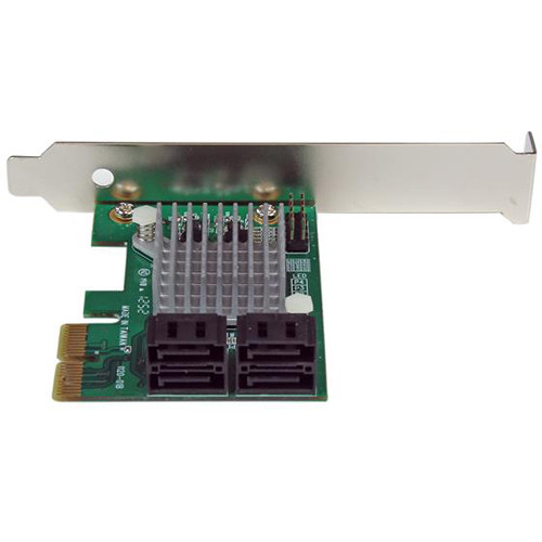 StarTech PEXSAT34RH 4-port PCIe SATA III controller card with low-profile bracket — view 2