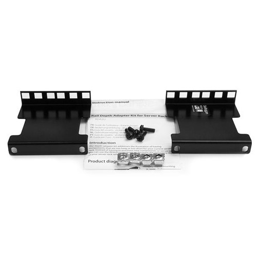 StarTech 2U rail depth adapter kit for server racks, used to expand or reduce mounting depth by 4 inches — view 5