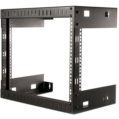 StarTech RK812WALLO 8U open frame wall mount equipment rack, black steel frame — view 2