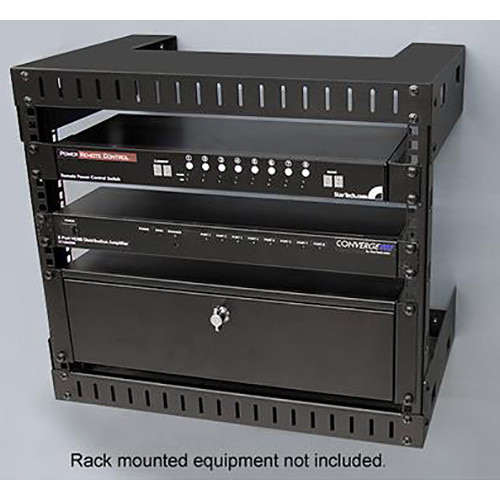 StarTech RK812WALLO 8U open frame wall mount equipment rack, black steel frame — view 4