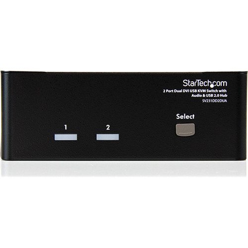 StarTech 2-port dual DVI USB KVM switch with USB 2.0 hub and audio ports — view 2