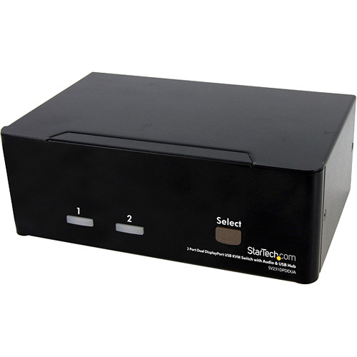StarTech DisplayPort USB KVM switch TAA compliant desktop switch for two systems with dual DisplayPort support — view 2