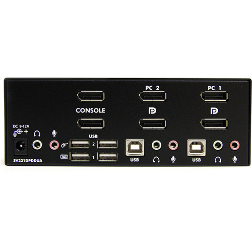 StarTech DisplayPort USB KVM switch TAA compliant desktop switch for two systems with dual DisplayPort support — view 3