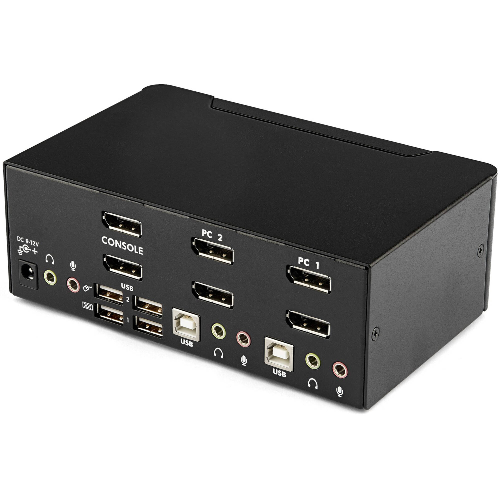 StarTech 2-port dual DisplayPort KVM switch for two dual-monitor computers, TAA compliant — view 2
