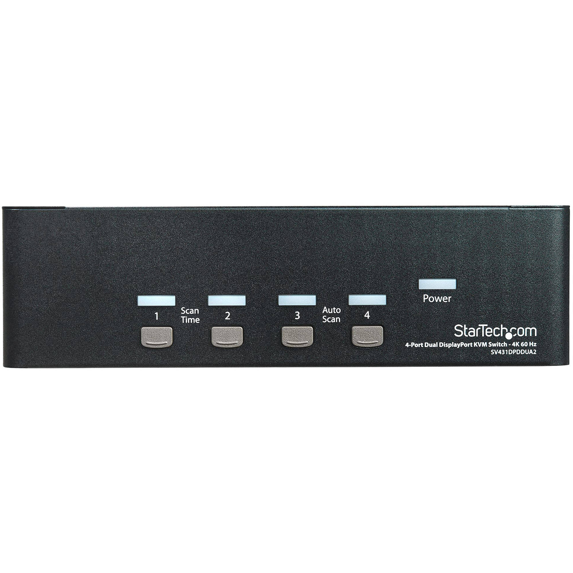 StarTech 4-port dual DisplayPort KVM switch with 4K 60 Hz support for shared dual-monitor control — view 3