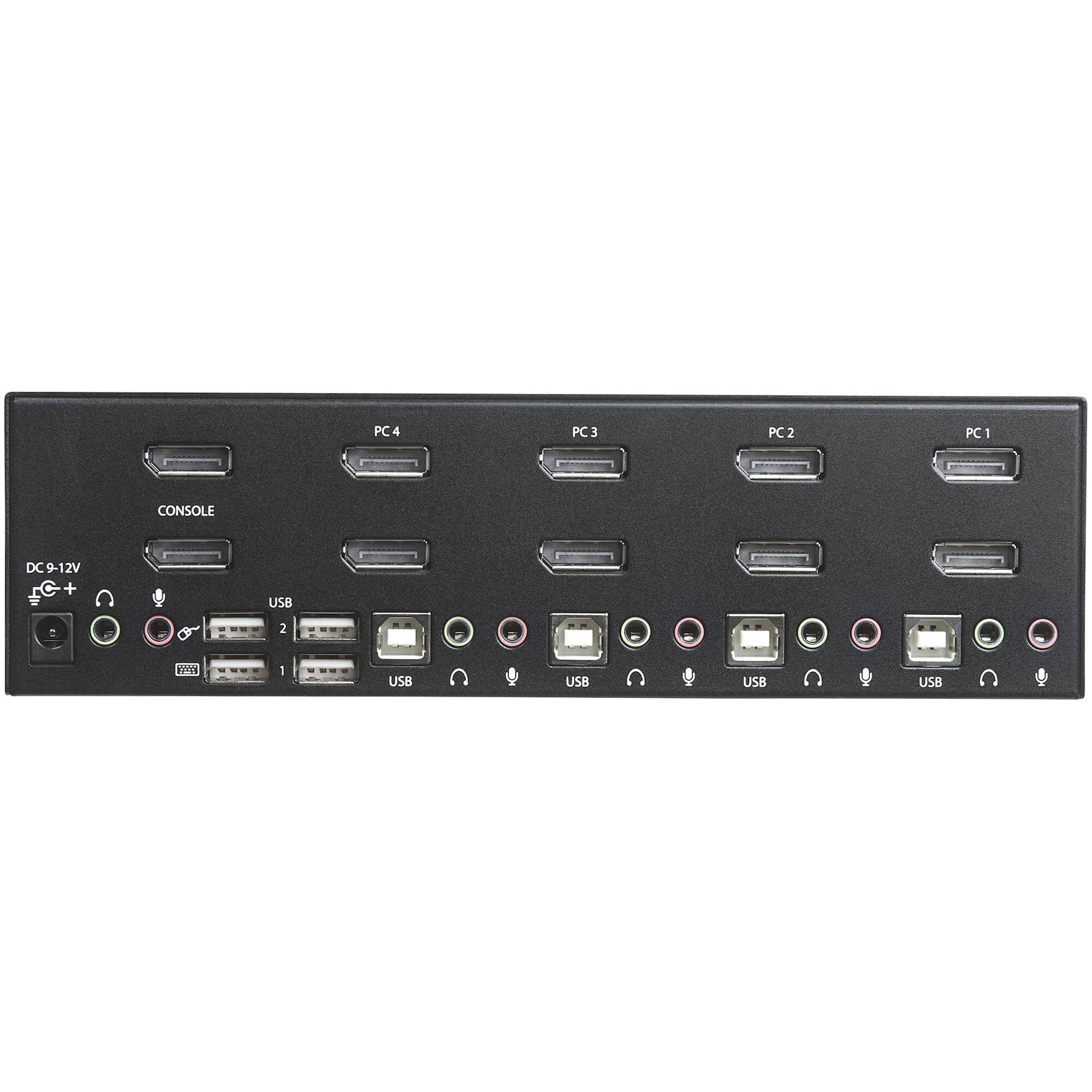 StarTech 4-port dual DisplayPort KVM switch with 4K 60 Hz support for shared dual-monitor control — view 4