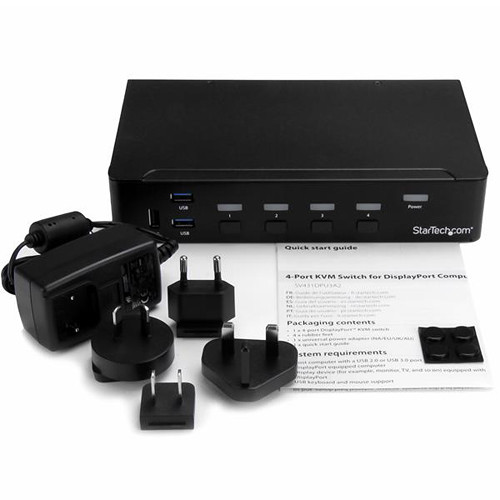 StarTech 4-port DisplayPort USB 3.0 KVM switch for rack-mounted console control — view 3