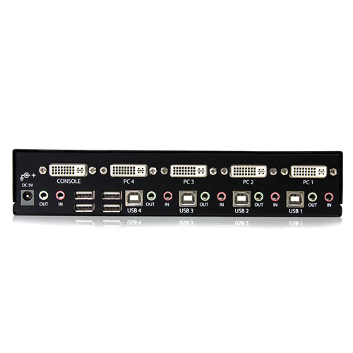 StarTech 4 Port DVI USB KVM Switch TAA rack-mountable front view — view 3