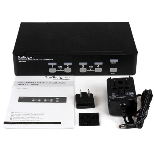 StarTech 4 Port DVI USB KVM Switch TAA rack-mountable front view — view 4