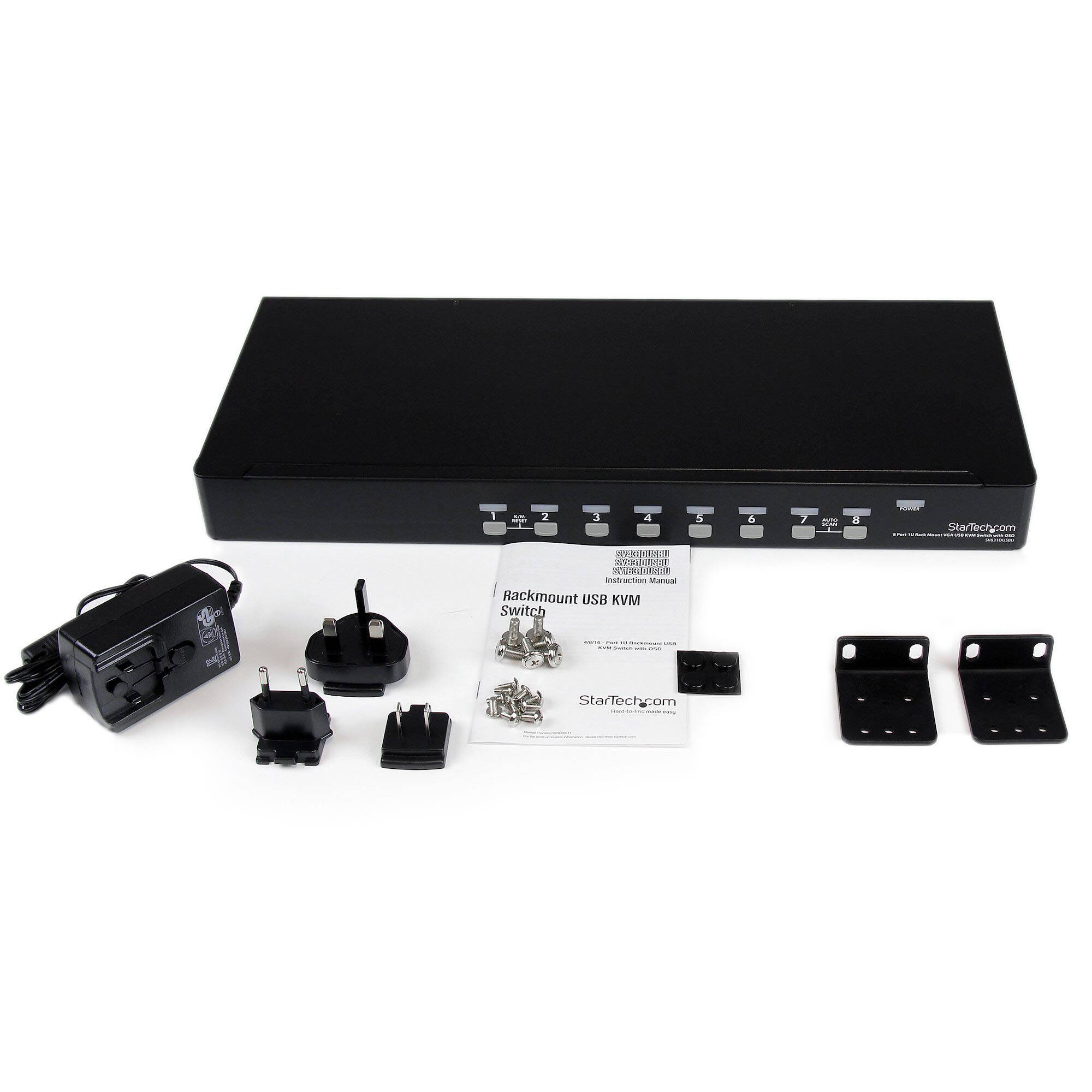 StarTech 8-port USB KVM switch, TAA-compliant 1U rack mount for controlling eight computers — view 4