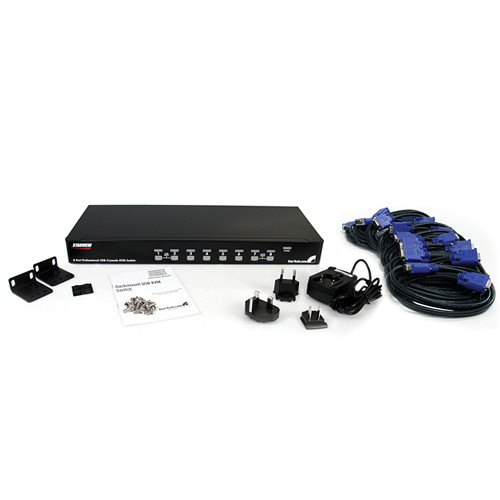 StarTech 8-port 1U USB KVM switch kit for rack-mounted server control — view 4