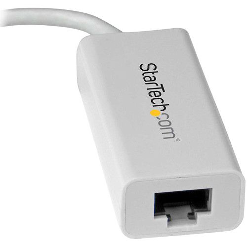 StarTech USB C to Gigabit Adapter US1GC30W in white desktop design — view 3