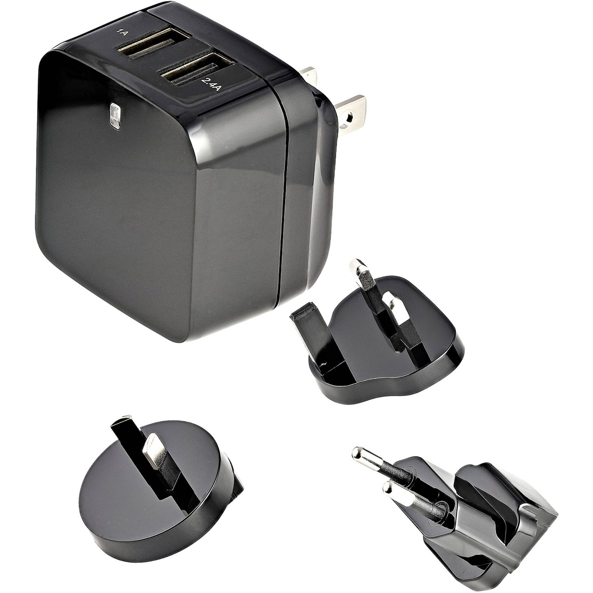 StarTech USB2PACBK 17W dual USB wall charger in black for tablet and phone charging — view 12