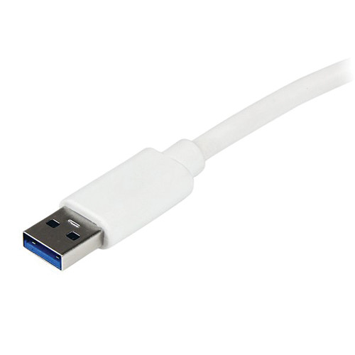 StarTech USB 3.0 Gigabit NIC white adapter with Ethernet and USB passthrough — view 2
