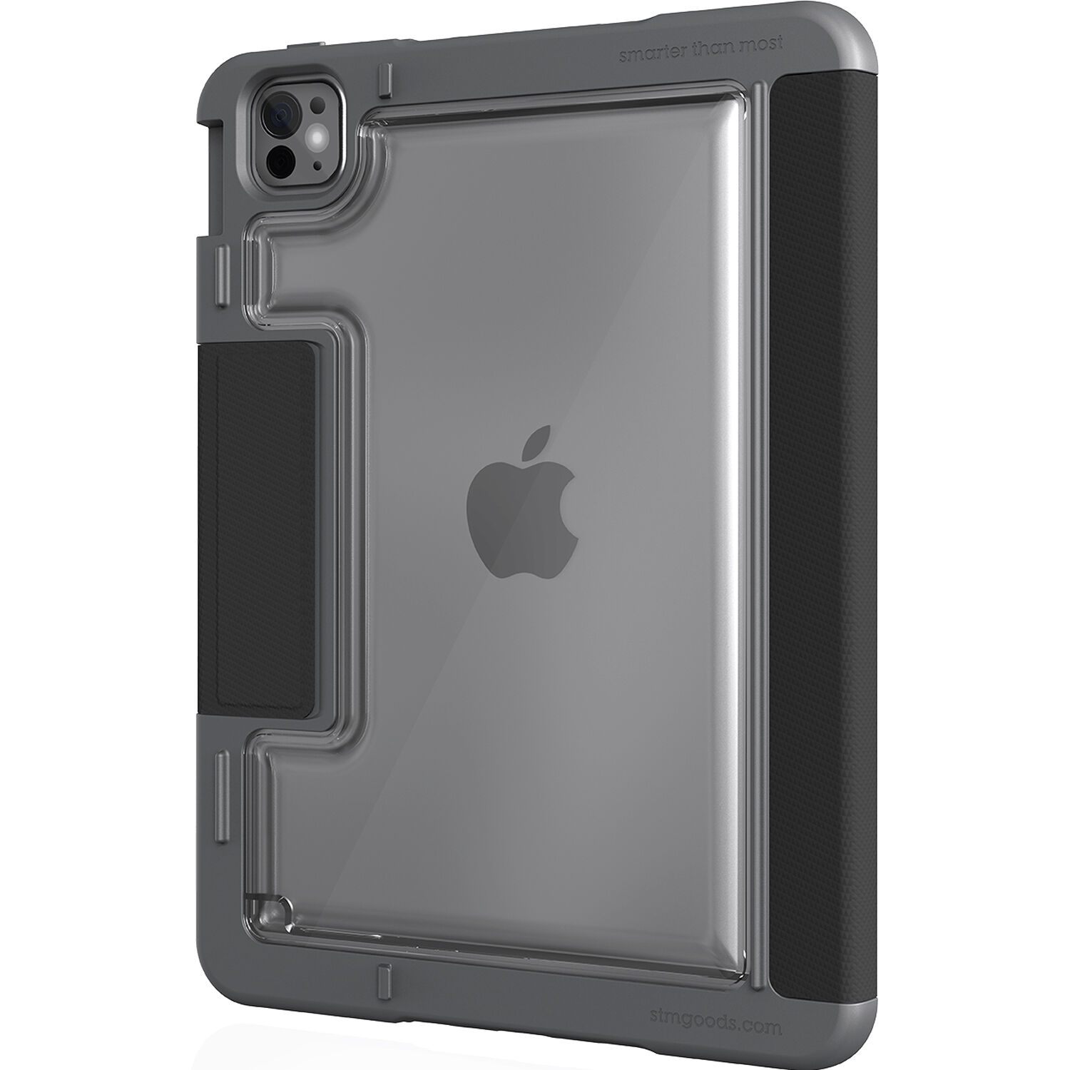 STM Goods Dux Plus case for iPad Pro 11 M4 in black showing magnetic closure and clear polycarbonate back — view 2