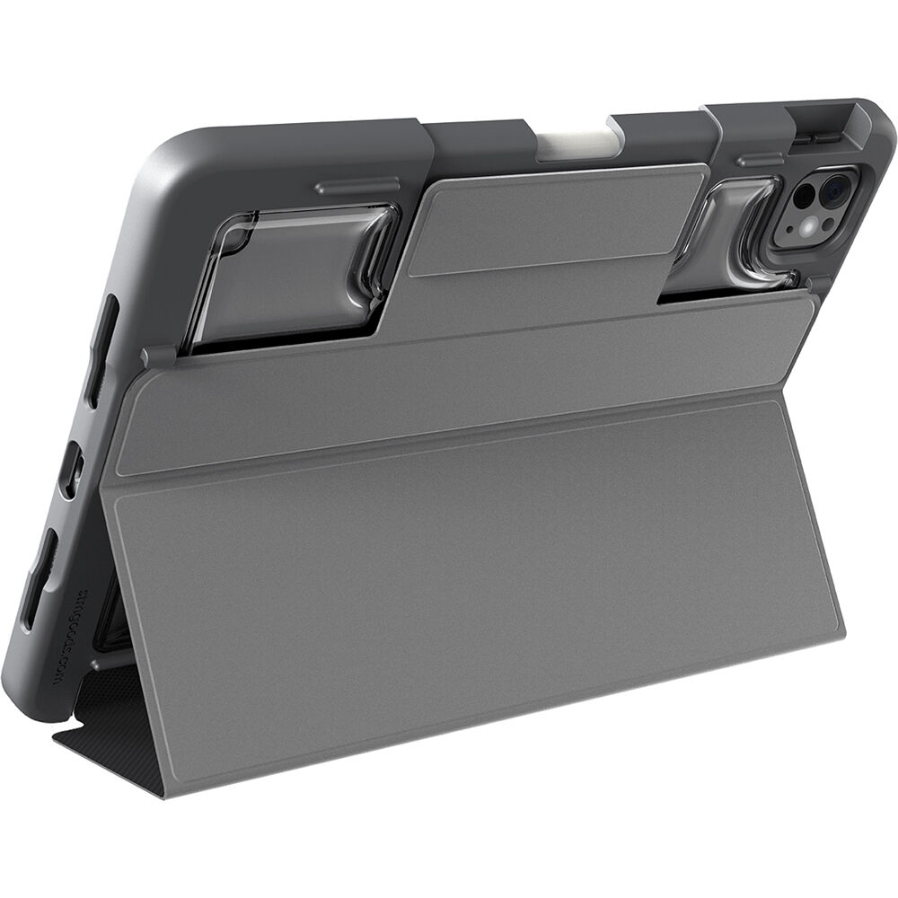 STM Goods Dux Plus case for iPad Pro 11 M4 in black showing magnetic closure and clear polycarbonate back — view 4