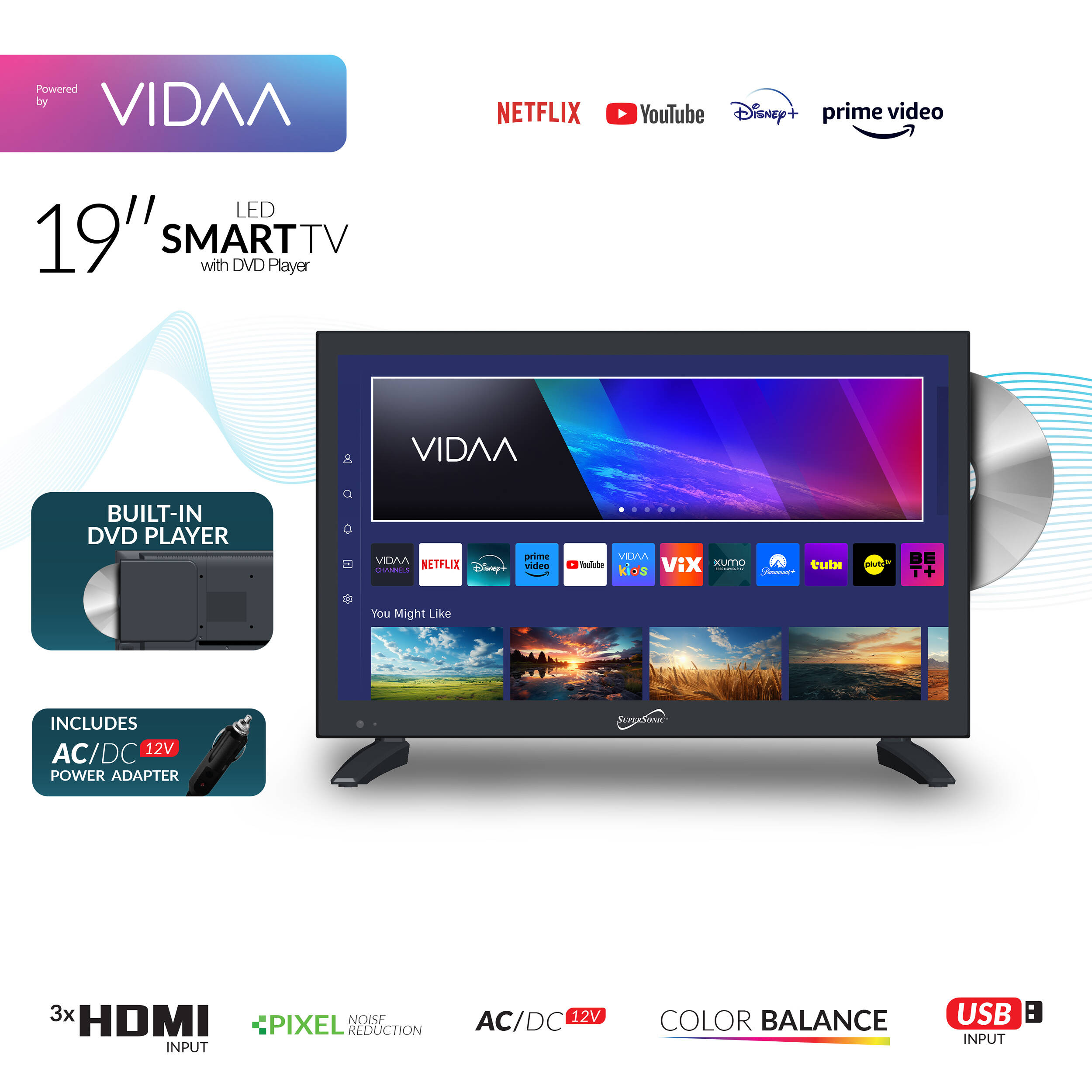 Supersonic 19" VIDAA TV w/DVD — view 5