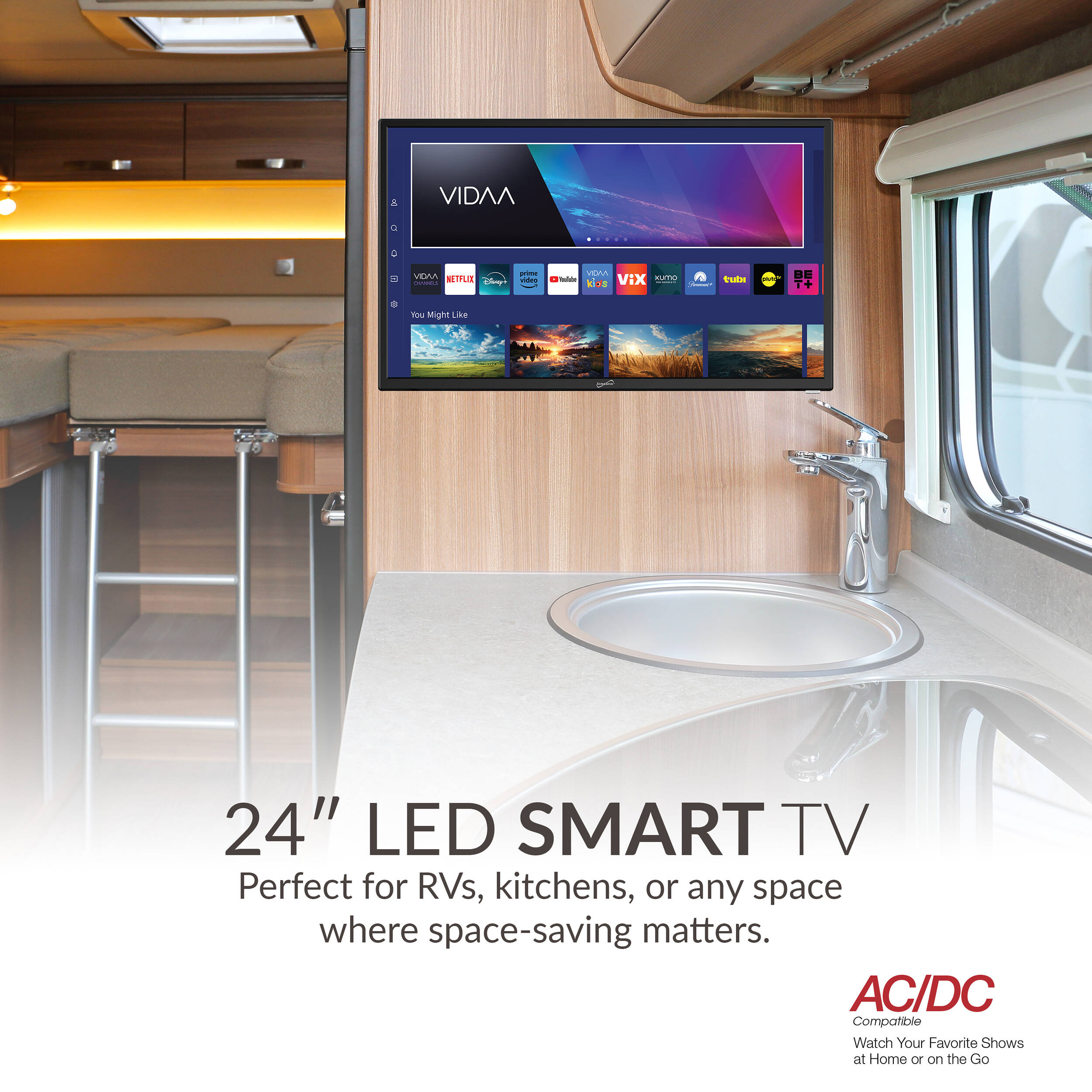 Supersonic 24-inch VIDAA LED smart TV with compact HD display — view 6
