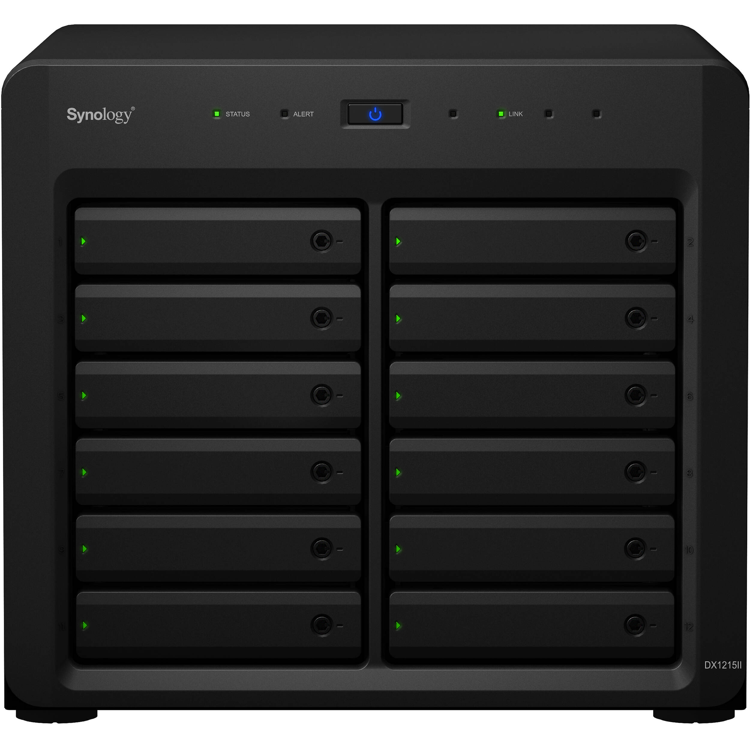 Synology DX1215II 12-bay diskless NAS expansion enclosure for storage growth — view 2